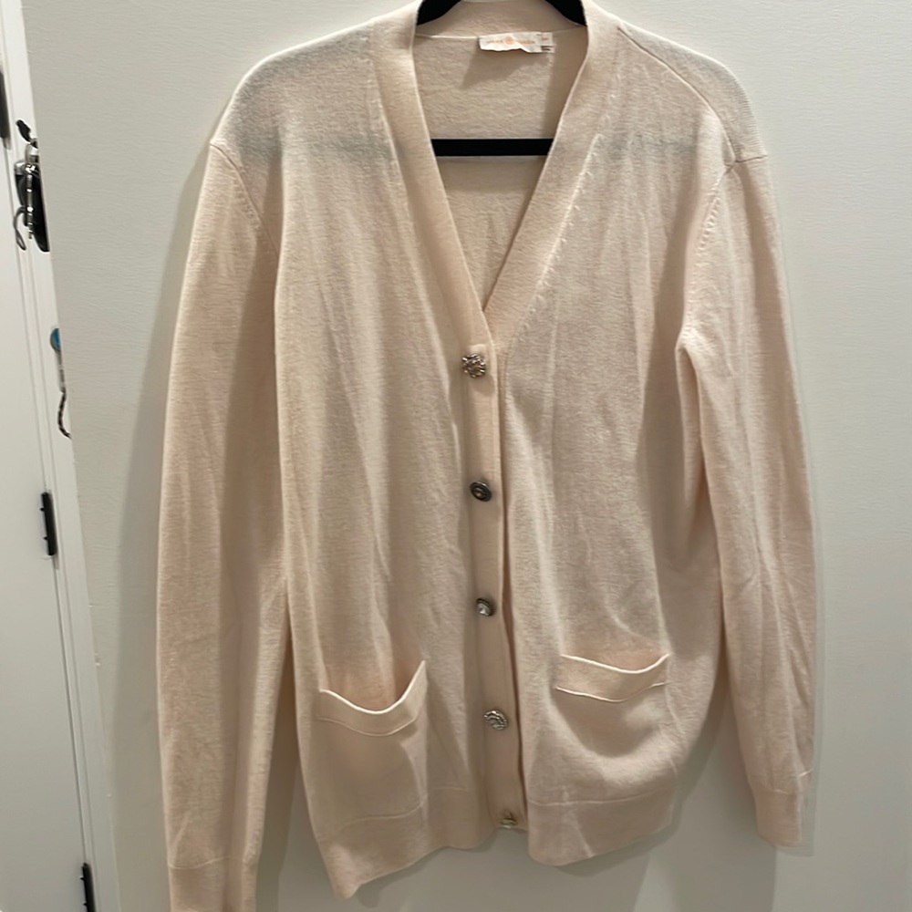 Tory Burch cream cardigan with buttons, size small